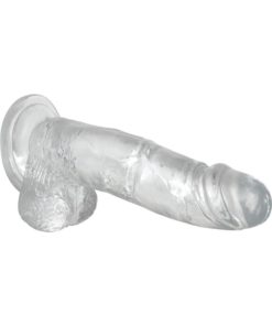 Adam and Eve Crystal Clear Dildo With Balls 8in - Clear