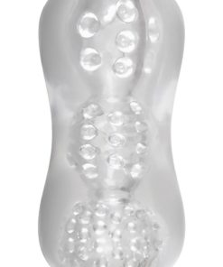 Adam and Eve Triple Chamber Ball Drainer Textured Stroker - Clear