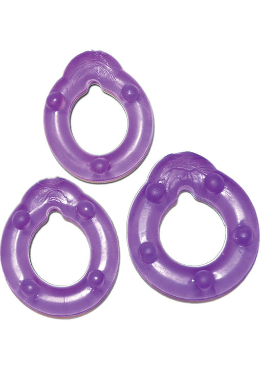 All American Triple Rings Silicone Cock Ring - Purple