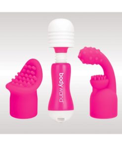 Bodywand Rechargeable Silicone Mini Wand Massager With Two Attachments - Pink