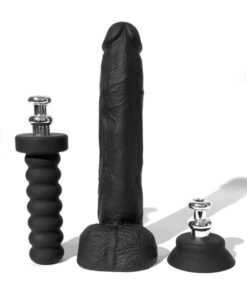 Boneyard Silicone Tool Kit Dildo With Balls 10in With Attachments (3 Per Set) - Black