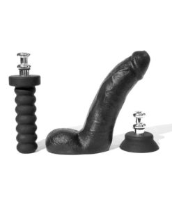 Boneyard Silicone Tool Kit Dildo With Balls 8in With Attachments (3 Per Set) - Black