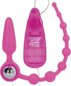 Booty Call Booty Double Dare Silicone Vibrating Butt Plug With Anal Beads - Pink