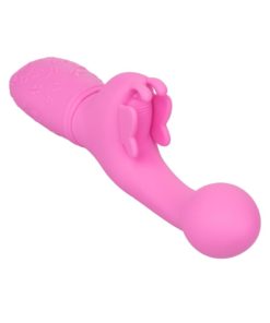 Butterfly Kiss Rechargeable Silicone Dual Vibrator - Pink