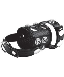 CandB Gear Cock Ring With Ball Stretcher Black 1.5 Inch