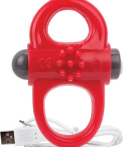 Charged Yoga Rechargeable Silicone Waterproof Cock Ring Red