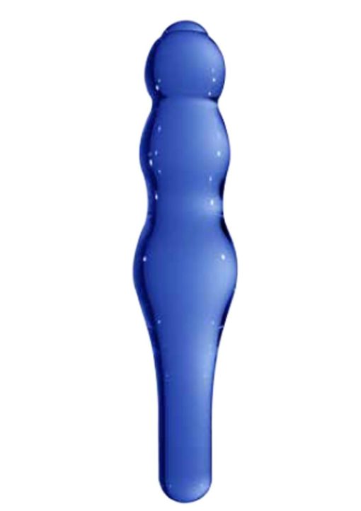 Chrystalino Lollypop Glass Wand Dildo 7in -Blue