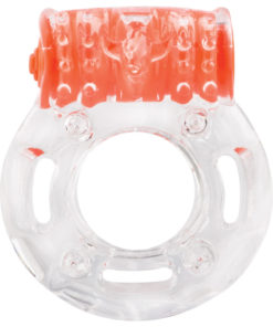 Color Pop Quickie Screaming O Plus Vibrating Ring Silicone Cockring Orange