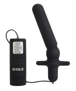 COLT Power Anal T Vibrating Butt Plug With Remote Control- Black