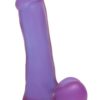 Crystal Jellies Slim Dildo with Balls 6.5in - Purple