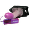 Crystal Jelly Power Cock Vibrating Strap On Harness With Hollow Dildo - Lavender/Black