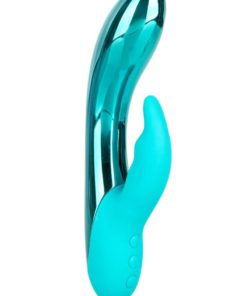 Dazzled Brilliance LED Lights USB Rechargeable Dual Vibrator Waterproof Metallic Teal 5 Inch