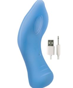 Devine Vibes Exciter Rechargeable Silicone Glow In The Dark Vibrator - Blue