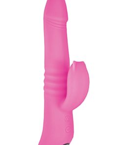 Devine Vibes Heat Up Dynamic Stroker Rechargeable Silicone Thrusting Vibrator - Pink