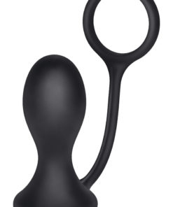 Dr. Kaplan Prostate Silicone Probe Butt Plug With Cockring - Black