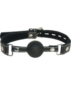 Edge Silicone Ball Gag With Adjustable Leather Strap - Black