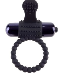 Fantasy C-Ringz Vibrating Silicone Super Cock Ring with Bullet - Black