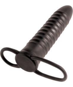 Fetish Fantasy Series Limited Edition Ribbed Double Trouble Cock Ring Strap-On Black