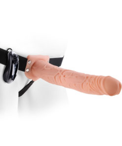 Fetish Fantasy Series Vibrating Hollow Strap-On Dildo And Harness With Remote Control 11in - Vanilla