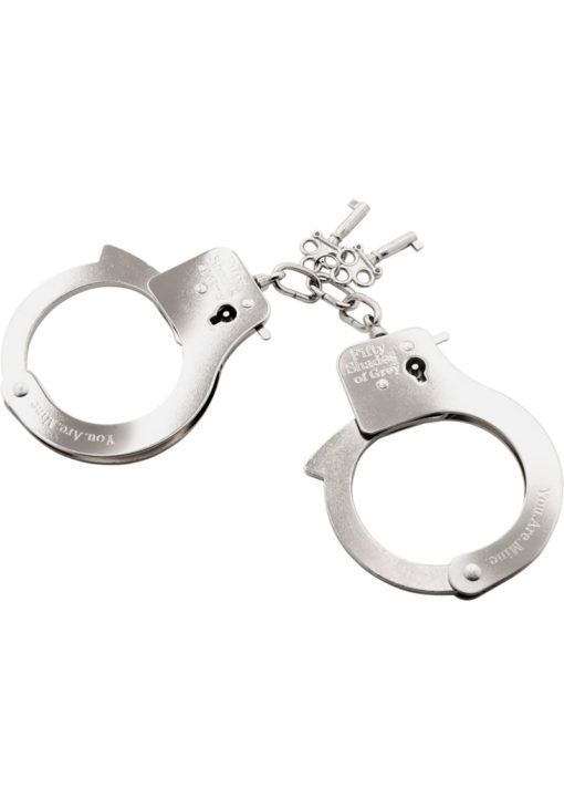 Fifty Shades of Grey You Are Mine Metal Handcuffs - Silver