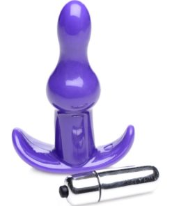 Frisky Rolling Purple Bumpy Vibrating Anal Plug - Purple