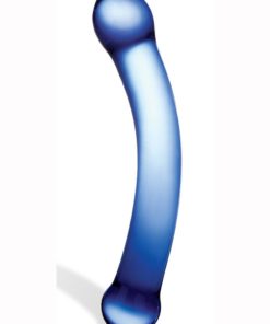 Glass Curved Glass G-Spot Dildo Blue 6 Inches