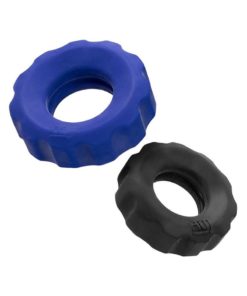 Hunkyjunk COG Silicone Cock Ring (2 Pack) - Blue/Black