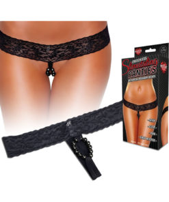 Hustler Toys Crotchless Stimulating Panties With Pearl Pleasure Beads Black Medium/Large