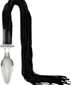 Icicles No 49 Glass Anal Plug With Flogger 23.5in - Clear And Black