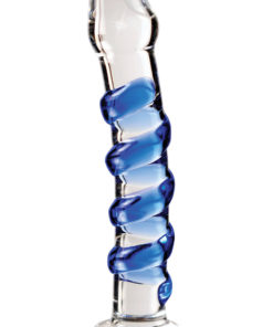 Icicles No 5 Textured Glass Dildo 7.25in - Clear And Blue