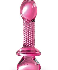 Icicles No 82 Textured Glass Juicer Anal Probe With Heart Shaped Handle - Pink