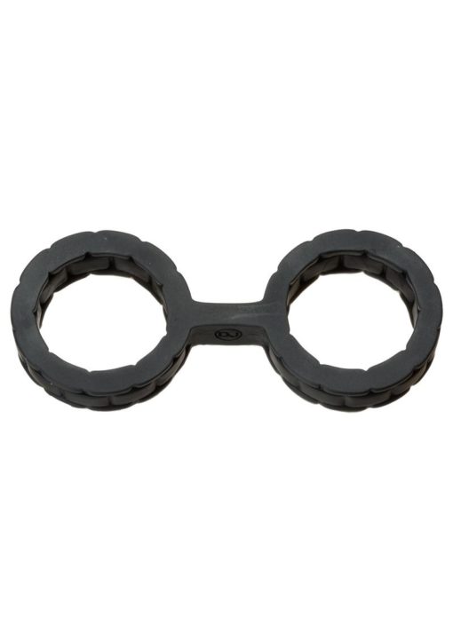 Japanese Style Bondage Silicone Cuffs Small Black 6.4 Inch