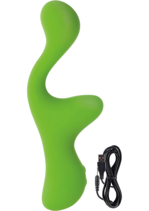 Jopen Lust L16 Rechargeable Silicone Dual Stimulator G-Spot Vibrator - Green
