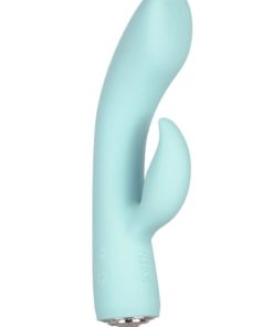 Jopen Pave Marilyn Rechargeable Silicone Curved Rabbit Vibrator With Crystals - Teal
