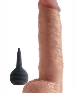 King Cock Squirting Dildo with Balls 10in - Caramel