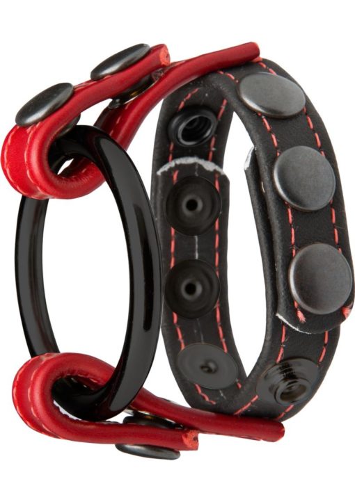 Kink Cock and Ball Master Cock Ring - Black And Red