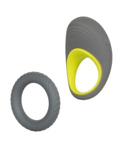 Link Up Edge Silicone Vibrating Cock Ring - Gray/Yellow
