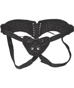 Lux Fetish Diamond Velvet Strap-On Corset Adjustable Black
