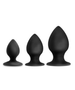 Luxe Rump Rimmer Silicone Anal Kit (3 Piece Kit) - Black