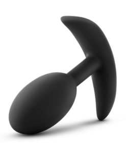 Luxe Wearable Vibra Slim Plug Silicone Butt Plug - Medium - Black
