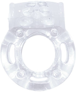 Macho Crystal Collection Vibrating Cock Ring - Clear