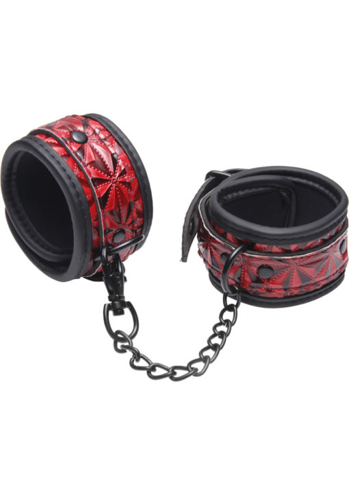 Master Series Cuffed Embossed Ankle Cuffs - Black and Red