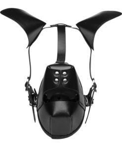 Master Series Pup Puppy Play Hood + Breathable Ball Gag - Black