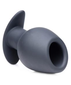 Master Series Silicone Hollow Anal Plug - Small - Black