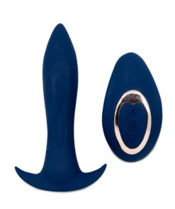 Nu Sensuelle Power Plug Rechargeable Silicone Vibrating Butt Plug - Navy Blue