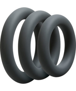 OptiMALE 3 C-Ring Set Silicone Cock Ring Thick (3 Piece Kit) - Slate