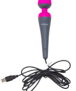 Palmpower Plug and Play Rechargeable Silicone Wand Massager - Pink/Gray