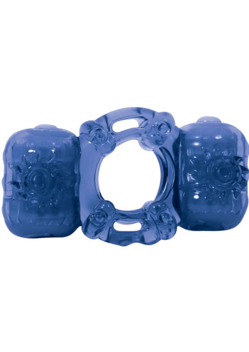 Partners Pleasure Ring Silicone Vibrating Cock Ring - Blue