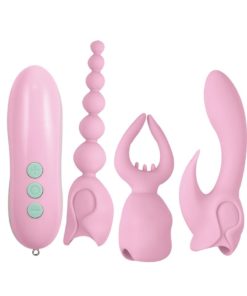 Pink Elite Collection Rechargeable Silicone Vibrator Ultimate Orgasm Kit - Pink