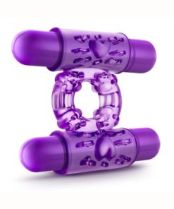 Play with Me Double Play Dual Vibrating Cock Ring - Purple